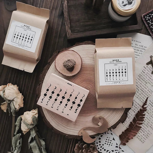 Moon Phase Month Week Rubber Stamp | Wooden Stamp Set | Scrapbooking Stamp | Planner Stamp |  | Midori Traveler’s Notebook
