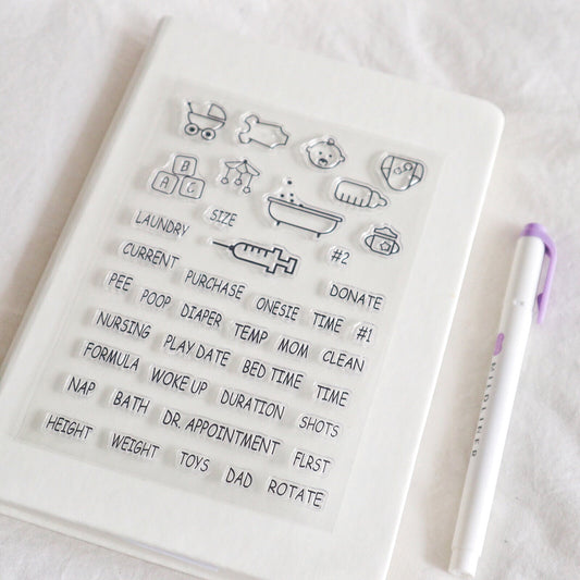 Babysit Rubber Stamp | Transparent Clear Stamp Set | Scrapbooking Stamp | Planner Stamp |  | Hobonichi | Traveler’s Notebook