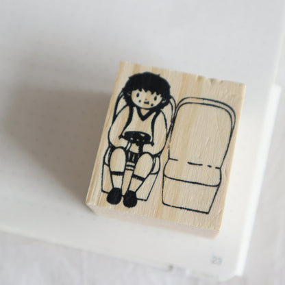 Watching Movies Rubber Stamp | Wooden Stamp Set | Scrapbooking Stamp | Planner Stamp |  | Midori Traveler’s Notebook