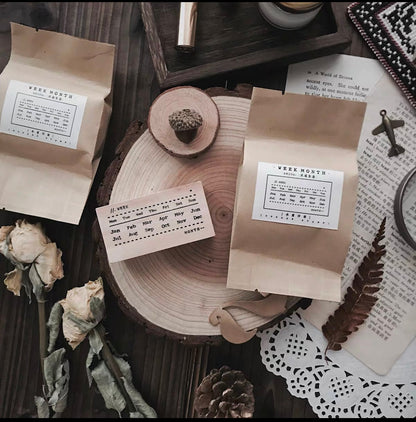 Moon Phase Month Week Rubber Stamp | Wooden Stamp Set | Scrapbooking Stamp | Planner Stamp |  | Midori Traveler’s Notebook