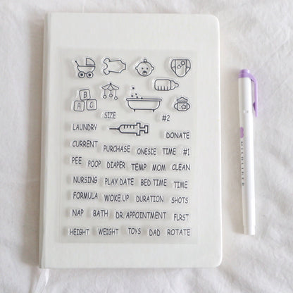 Babysit Rubber Stamp | Transparent Clear Stamp Set | Scrapbooking Stamp | Planner Stamp |  | Hobonichi | Traveler’s Notebook