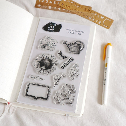 Sunflower Silicone Stamp | Transparent Clear Stamp Set | Scrapbooking Stamp | Planner Stamp |  | Midori Traveler’s Notebook