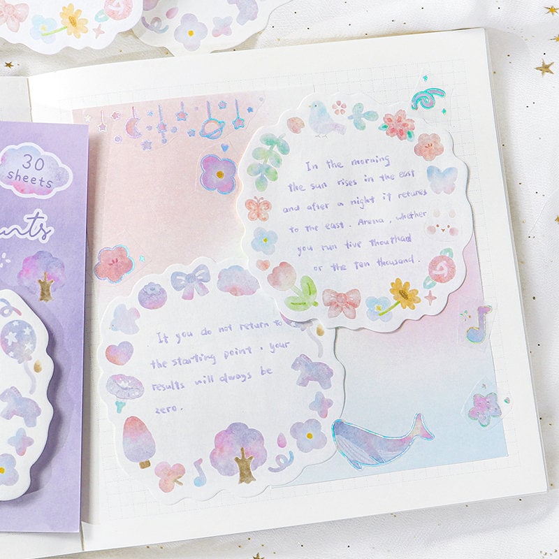 Spring Fragments Sticky Notes | Beautiful Sticky Note Pad | Cute Memo Pad | Planner Memo | Stationery Planner Journal Accessory Supplies