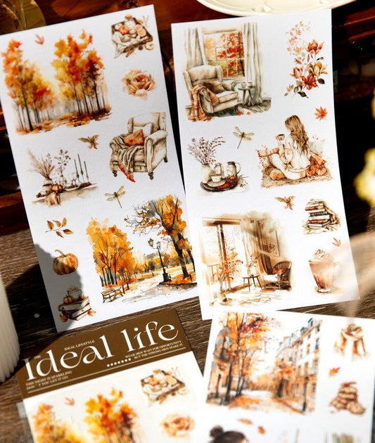 Ideal Life Sticker Sheets | Autumn Summer Beach Travel Nature Garden Girl  Stickers for Junk Journal Collage DIY Scrapbooking