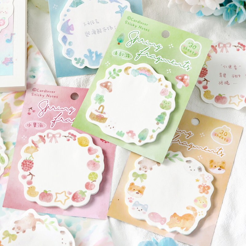 Spring Fragments Sticky Notes | Beautiful Sticky Note Pad | Cute Memo Pad | Planner Memo | Stationery Planner Journal Accessory Supplies