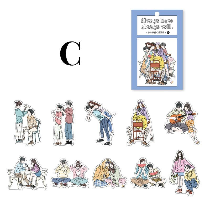 20 pcs Lovers Couple Sticker Pack / Journal Supplies /   Stickers / Planner Sticker Set / Junk Journal / Die Cut Stickers