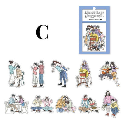 20 pcs Lovers Couple Sticker Pack / Journal Supplies /   Stickers / Planner Sticker Set / Junk Journal / Die Cut Stickers