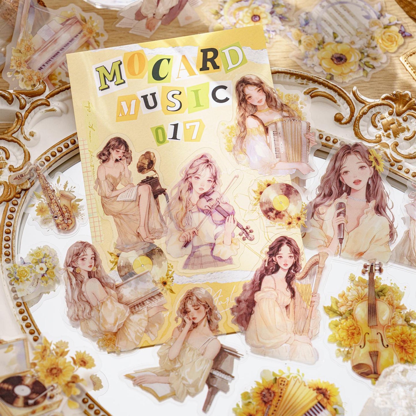 Music Lovers PET Sticker Set | Instruments and Melody Stickers | Girls Planner Junk Journal Scrapbooking Collage Craft Sticker Supplies