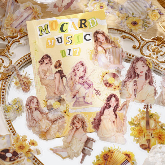 Music Lovers PET Sticker Set | Instruments and Melody Stickers | Girls Planner Junk Journal Scrapbooking Collage Craft Sticker Supplies
