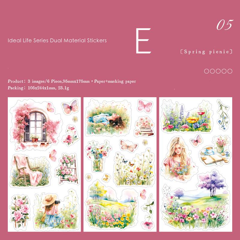 Ideal Life Sticker Sheets | Autumn Summer Beach Travel Nature Garden Girl  Stickers for Junk Journal Collage DIY Scrapbooking