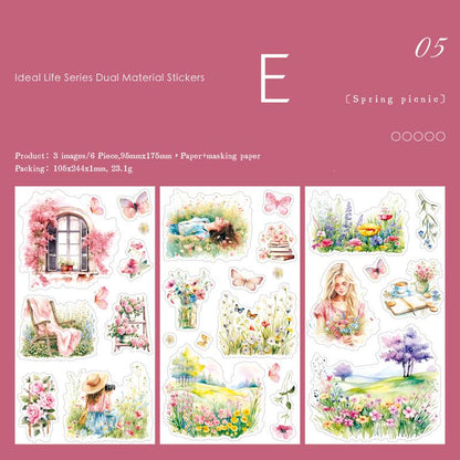 Ideal Life Sticker Sheets | Autumn Summer Beach Travel Nature Garden Girl  Stickers for Junk Journal Collage DIY Scrapbooking