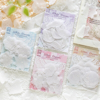 30pcs Pure White Dream Collage Material Paper | Vellum Paper | DIY Junk Journal Scrapbooking Cards Background Decoration Paper Supplies
