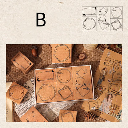 Ornamental Frame Stamp Set for Crafting and Scrapbooking | Decorative Wooden Stamp Kit for Bullet Journals, Planners, and DIY Paper Projects