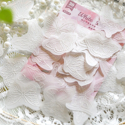 30pcs Pure White Dream Collage Material Paper | Vellum Paper | DIY Junk Journal Scrapbooking Cards Background Decoration Paper Supplies