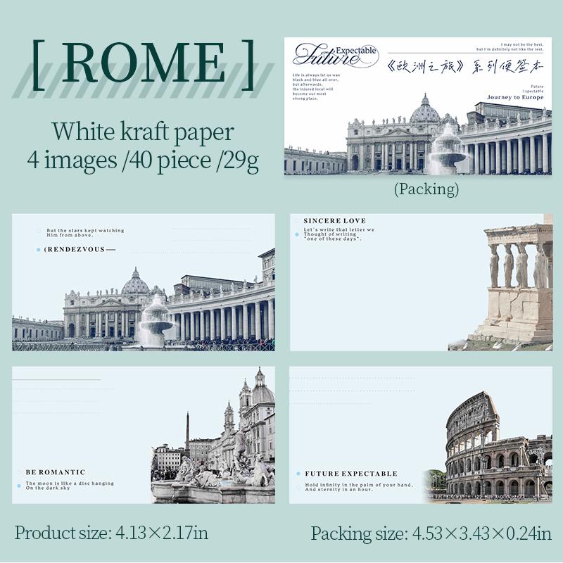 40 Sheets European City Memo Pad | Travel-Themed Notepad | Cute Desk Accessories for Office and Study | Planner Journal Accessories Supplies