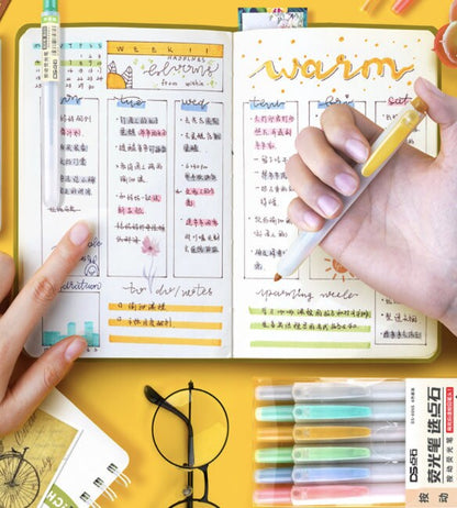 Pastel Highlighter Pen | Fluorescent Pen｜Kawaii Markers | DIY Photo Album Journal Planner | Student Stationery Supplies
