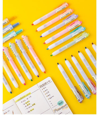 Pastel Highlighter Pen | Fluorescent Pen｜Kawaii Markers | DIY Photo Album Journal Planner | Student Stationery Supplies