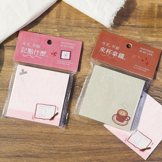 100pcs Cute Notepad | Coffee Book Planner Memo Pad | Writing Pad | Planner Memo | Stationery Planner Journal Accessory Supplies