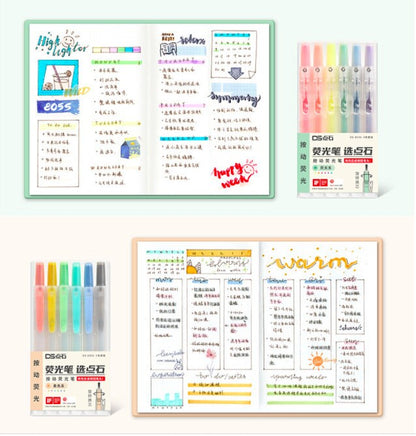 Pastel Highlighter Pen | Fluorescent Pen｜Kawaii Markers | DIY Photo Album Journal Planner | Student Stationery Supplies