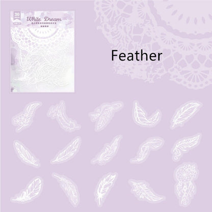 30pcs Pure White Dream Collage Material Paper | Vellum Paper | DIY Junk Journal Scrapbooking Cards Background Decoration Paper Supplies