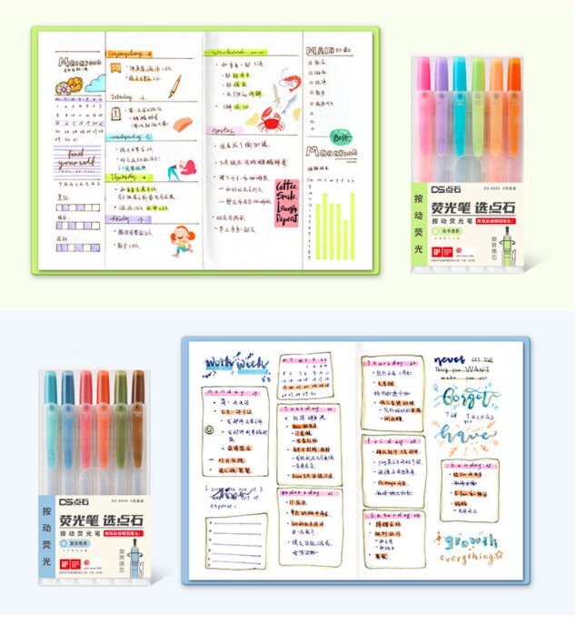 Pastel Highlighter Pen | Fluorescent Pen｜Kawaii Markers | DIY Photo Album Journal Planner | Student Stationery Supplies