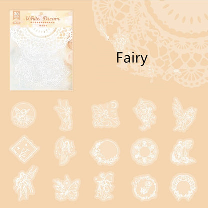 30pcs Pure White Dream Collage Material Paper | Vellum Paper | DIY Junk Journal Scrapbooking Cards Background Decoration Paper Supplies