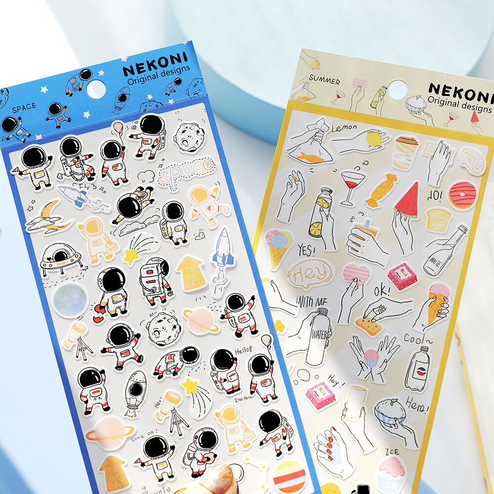 Nekoni Korean Cute Stickers| Kawaii Planner Stickers Junk Journal Collage Bujo Scrapbooking Supplies | Korean Cute Stationery