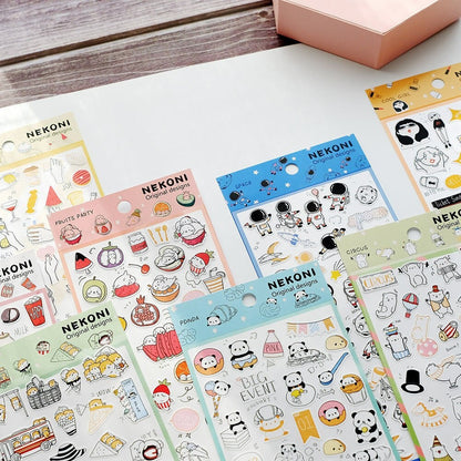 Nekoni Korean Cute Stickers| Kawaii Planner Stickers Junk Journal Collage Bujo Scrapbooking Supplies | Korean Cute Stationery