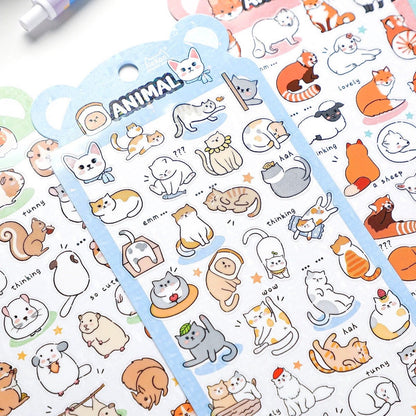 Nekoni Korean Cute Cat Dog Panda Bird Sheep Squirrel Racoon Stickers | Kawaii Animal Planner Stickers Junk Journal Scrapbooking Supplies