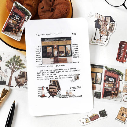 Retro Coffee Dessert Bread Travel PET Sticker | Decorative Stickers | Planner Junk Journal｜ Die Cut Deco Stickers | Scrapbooking Supplies