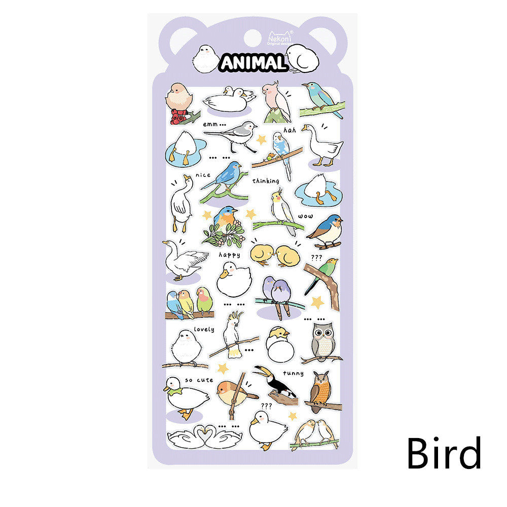 Nekoni Korean Cute Cat Dog Panda Bird Sheep Squirrel Racoon Stickers | Kawaii Animal Planner Stickers Junk Journal Scrapbooking Supplies