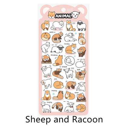 Nekoni Korean Cute Cat Dog Panda Bird Sheep Squirrel Racoon Stickers | Kawaii Animal Planner Stickers Junk Journal Scrapbooking Supplies