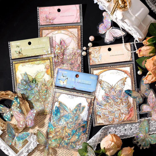 Gem-Like Glittering Butterfly Sticker Pack | Planner Bullet Journal Junk Vintage Journal Scrapbooking Collage Kids Craft Supplies Stickers