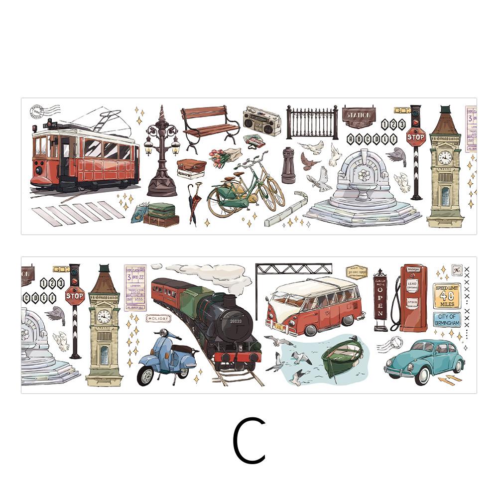 Retro Coffee Dessert Bread Travel PET Sticker | Decorative Stickers | Planner Junk Journal｜ Die Cut Deco Stickers | Scrapbooking Supplies