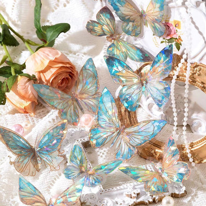 Gem-Like Glittering Butterfly Sticker Pack | Planner Bullet Journal Junk Vintage Journal Scrapbooking Collage Kids Craft Supplies Stickers