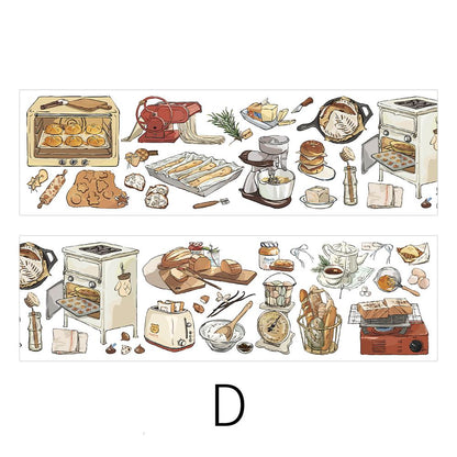 Retro Coffee Dessert Bread Travel PET Sticker | Decorative Stickers | Planner Junk Journal｜ Die Cut Deco Stickers | Scrapbooking Supplies