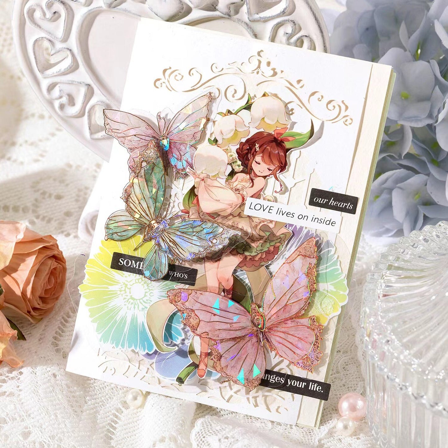 Gem-Like Glittering Butterfly Sticker Pack | Planner Bullet Journal Junk Vintage Journal Scrapbooking Collage Kids Craft Supplies Stickers