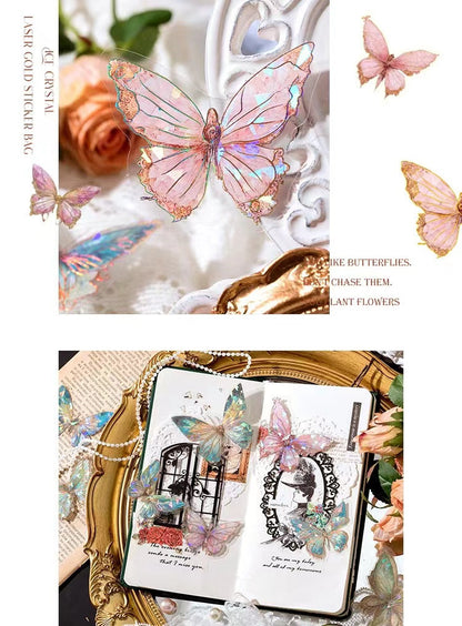 Gem-Like Glittering Butterfly Sticker Pack | Planner Bullet Journal Junk Vintage Journal Scrapbooking Collage Kids Craft Supplies Stickers
