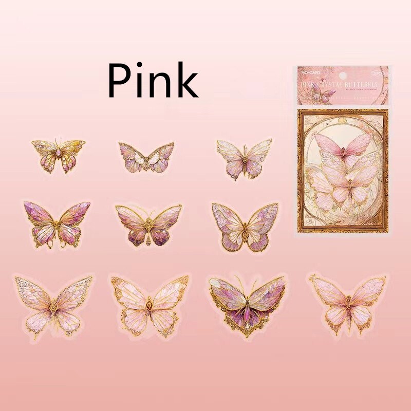Gem-Like Glittering Butterfly Sticker Pack | Planner Bullet Journal Junk Vintage Journal Scrapbooking Collage Kids Craft Supplies Stickers