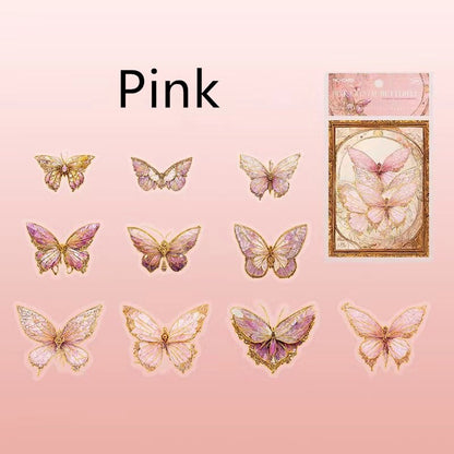 Gem-Like Glittering Butterfly Sticker Pack | Planner Bullet Journal Junk Vintage Journal Scrapbooking Collage Kids Craft Supplies Stickers