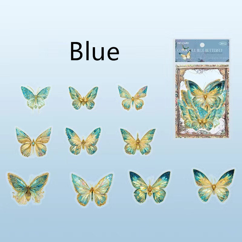 Gem-Like Glittering Butterfly Sticker Pack | Planner Bullet Journal Junk Vintage Journal Scrapbooking Collage Kids Craft Supplies Stickers