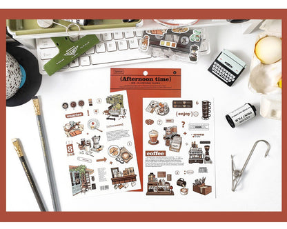 Retro Life Aesthetics Stickers | Coffe Stickers | Planner Sticker Set | Junk Journal | Travel Journals Stickers | Scrapbooking Supplies