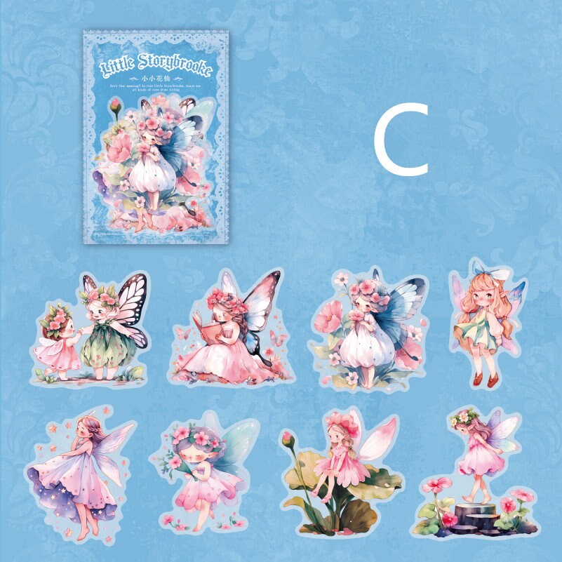Foiled Fairy Tale Flower Elf Stickers | Journaling Stickers Pack | Scrapbooking Planner Diary Junk Journal Collage Kit Travel Art Supplies