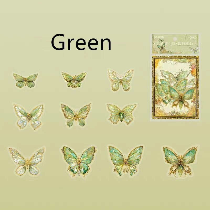 Gem-Like Glittering Butterfly Sticker Pack | Planner Bullet Journal Junk Vintage Journal Scrapbooking Collage Kids Craft Supplies Stickers