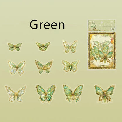 Gem-Like Glittering Butterfly Sticker Pack | Planner Bullet Journal Junk Vintage Journal Scrapbooking Collage Kids Craft Supplies Stickers