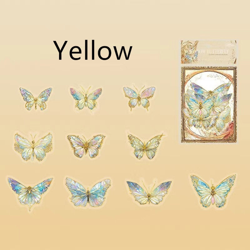 Gem-Like Glittering Butterfly Sticker Pack | Planner Bullet Journal Junk Vintage Journal Scrapbooking Collage Kids Craft Supplies Stickers