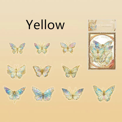 Gem-Like Glittering Butterfly Sticker Pack | Planner Bullet Journal Junk Vintage Journal Scrapbooking Collage Kids Craft Supplies Stickers