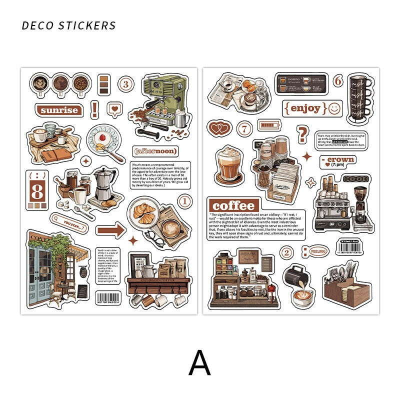Retro Life Aesthetics Stickers | Coffe Stickers | Planner Sticker Set | Junk Journal | Travel Journals Stickers | Scrapbooking Supplies