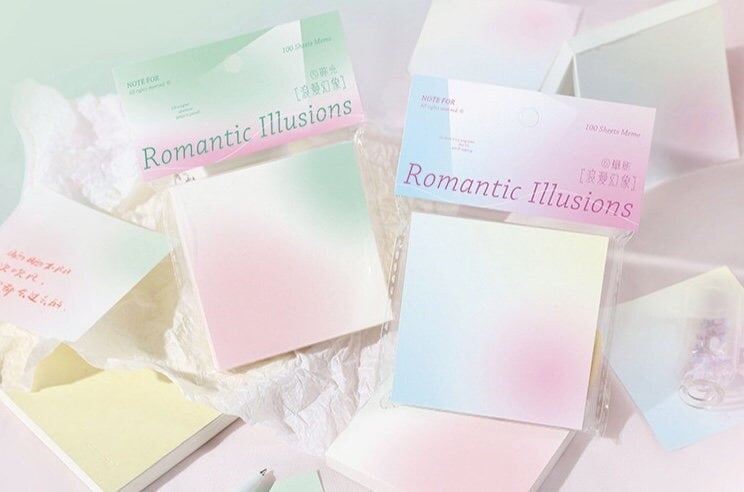 Romantic Illusions Creative Gradient Note Pad | Memo Pad | Colorful Writing Pad | Creative DIY Decor Stationary Student Supplies