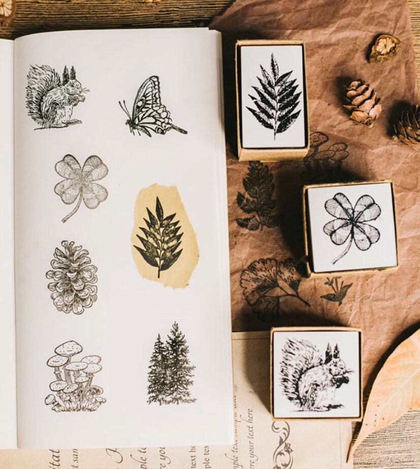 Jungle Series Rubber Stamp | Wooden Stamp Set | Scrapbooking Stamp | Planner Stamp